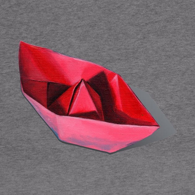 Little Red Paper boat Origami by ABelloArt